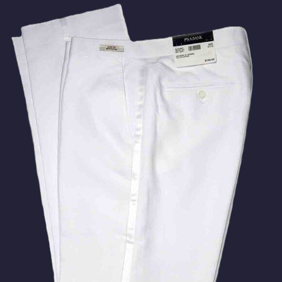 NEW Jos A Bank White Tuxedo Pants Flat Front Men's Slim Fit Size 32 X 32 - Picture 1 of 2